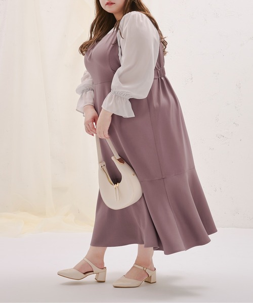 Louiosy(ルオシー)の「【大きいサイズ】シアー切り替えマーメイドワンピース(ワンピース・レディース・ラベンダー/ブラック/サックスブルー/ブラック系その他・3L/4L)」の13枚目の写真