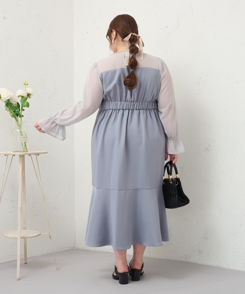 louiosy ルオシー　シアードットワンピース　ブラック　3L 新品タグ付き フラワードット ワンピース レディース ロング 柄 送料無料・再