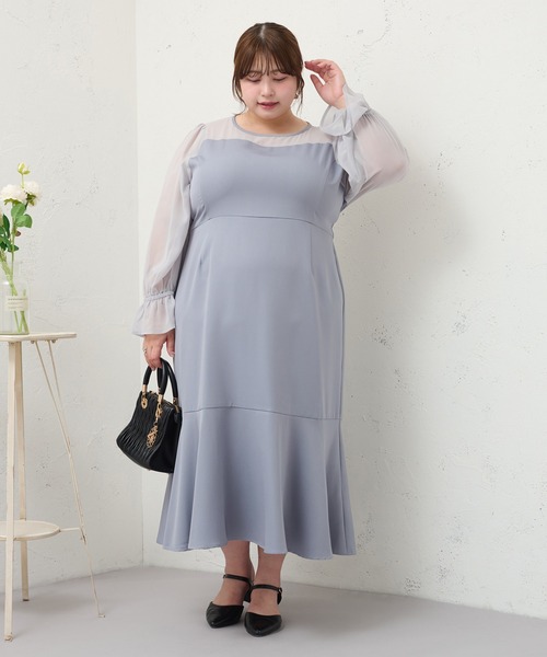 Louiosy（ルオシー）の「【大きいサイズ】シアー切り替えマーメイド