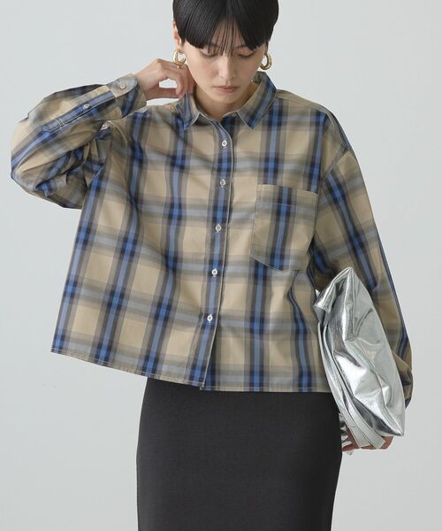 AMERICAN HOLIC(アメリカンホリック)の「イージーケアショート丈チェックシャツ(シャツ/ブラウス・レディース・ベージュ/ブラック・M/L)」の15枚目の写真