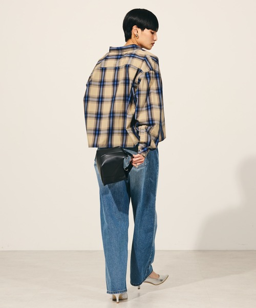 AMERICAN HOLIC(アメリカンホリック)の「イージーケアショート丈チェックシャツ(シャツ/ブラウス・レディース・ベージュ/ブラック・M/L)」の3枚目の写真