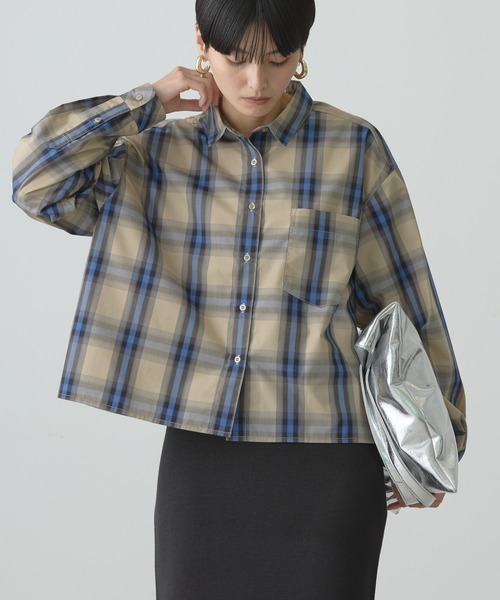 AMERICAN HOLIC(アメリカンホリック)の「イージーケアショート丈チェックシャツ(シャツ/ブラウス・レディース・ベージュ/ブラック・M/L)」の13枚目の写真