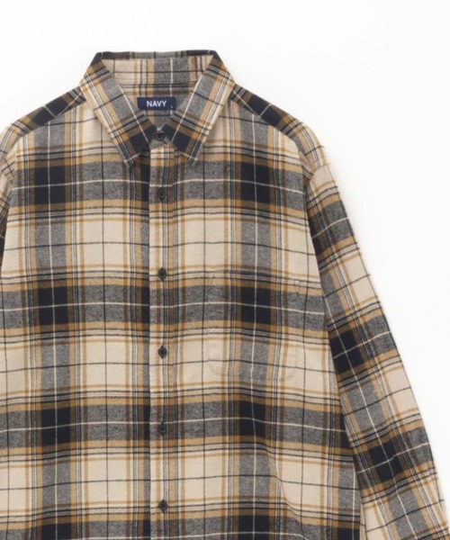NAVY（ネイビー）の「柔らかな風合いの チェックシャツ（シャツ/ブラウス・メンズ・レッド/ダークネイビー/ネイビー/オフホワイト/ブラック/ライトベージュ・M/L/XL）」の4枚目の写真