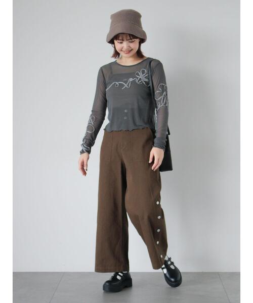 ehka sopo(エヘカソポ)の「サイドボタンハイウエストパンツ(その他パンツ・レディース・ブラック/ブラウン/ベージュ・F)」の12枚目の写真