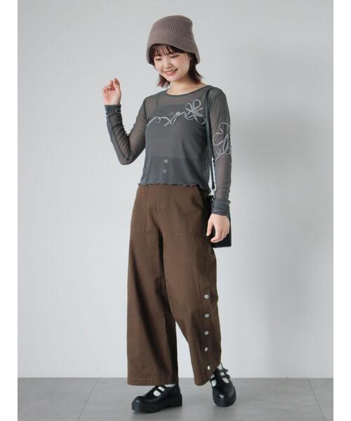 ehka sopo(エヘカソポ)の「サイドボタンハイウエストパンツ(その他パンツ・レディース・ブラック/ブラウン/ベージュ・F)」の13枚目の写真