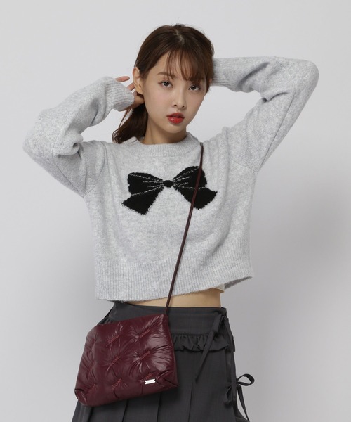 3.3 Field Trip （3.3フィールドトリップ）の「3.3 Field Trip／BIGリボンニット（ニット/セーター・レディース・ブルー/ライトグレー・FREE）」の5枚目の写真