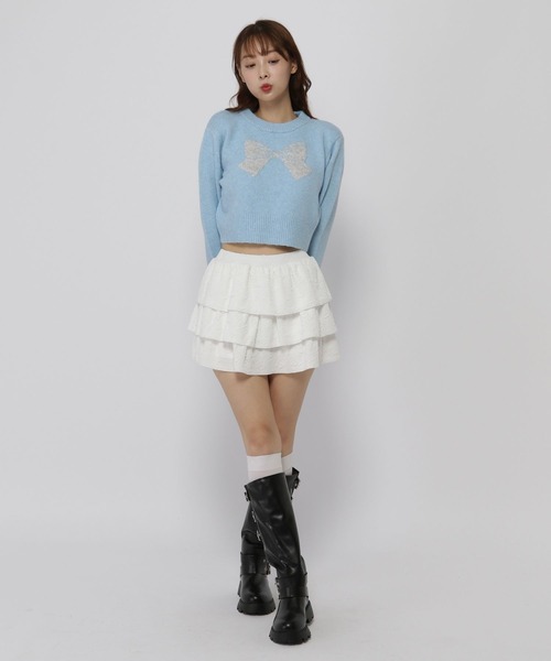 3.3 Field Trip （3.3フィールドトリップ）の「3.3 Field Trip／BIGリボンニット（ニット/セーター・レディース・ブルー/ライトグレー・FREE）」の8枚目の写真