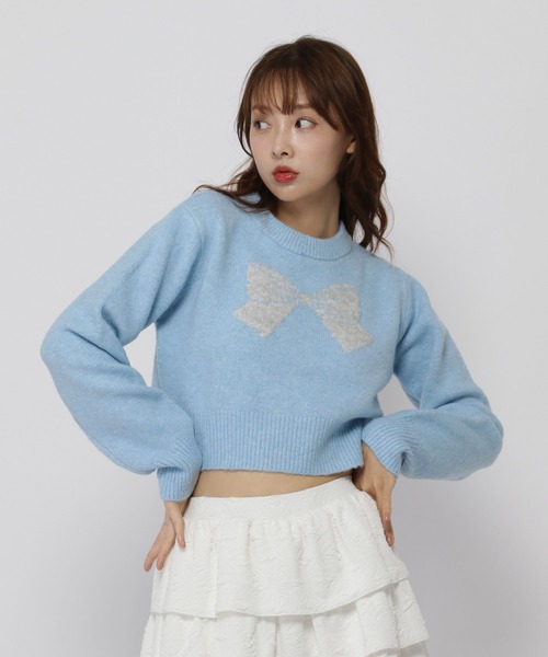 3.3 Field Trip （3.3フィールドトリップ）の「3.3 Field Trip／BIGリボンニット（ニット/セーター・レディース・ブルー/ライトグレー・FREE）」の12枚目の写真