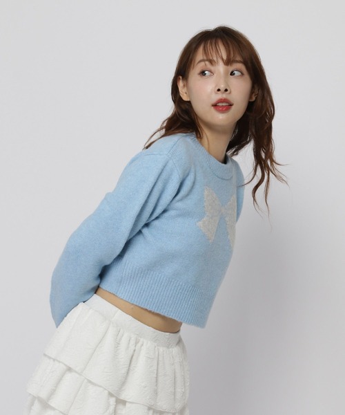 3.3 Field Trip （3.3フィールドトリップ）の「3.3 Field Trip／BIGリボンニット（ニット/セーター・レディース・ブルー/ライトグレー・FREE）」の13枚目の写真