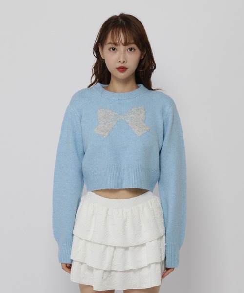 3.3 Field Trip （3.3フィールドトリップ）の「3.3 Field Trip／BIGリボンニット（ニット/セーター・レディース・ブルー/ライトグレー・FREE）」の14枚目の写真