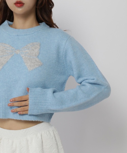 3.3 Field Trip （3.3フィールドトリップ）の「3.3 Field Trip／BIGリボンニット（ニット/セーター・レディース・ブルー/ライトグレー・FREE）」の18枚目の写真