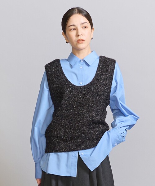 ビューティアンドユース　ラメニット ラウンドネック ノースリーブ BEAUTY&YOUTH UNITED ARROWS（ビューティーアンドユース