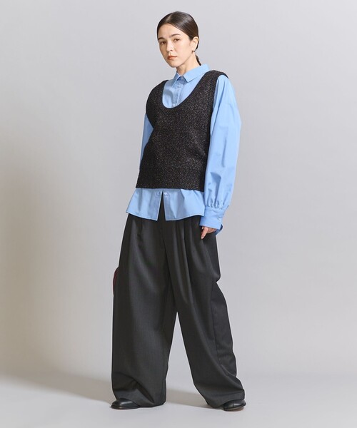 美品】B&Y UNITED ARROWS ラメニットラウンドネックノースリーブ