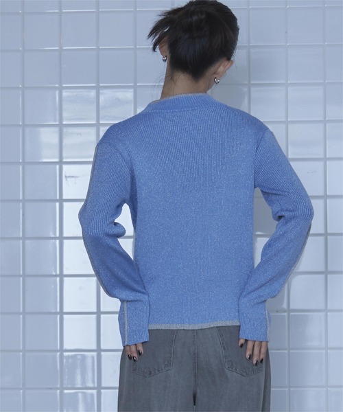 miette（ミエット）の「配色ラインラメリブニット（ニット/セーター・レディース・ブルー/ブラック/アイボリー・FREE）」の11枚目の写真