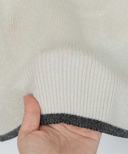 miette（ミエット）の「配色ラインラメリブニット（ニット/セーター・レディース・ブルー/ブラック/アイボリー・FREE）」の18枚目の写真