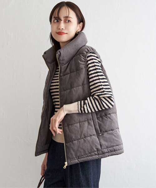 ikka(イッカ)の「細コールボリューム襟ベスト(ダウンベスト・レディース・ベージュ/ブラウン系その他/チャコール・S/M/L)」の14枚目の写真