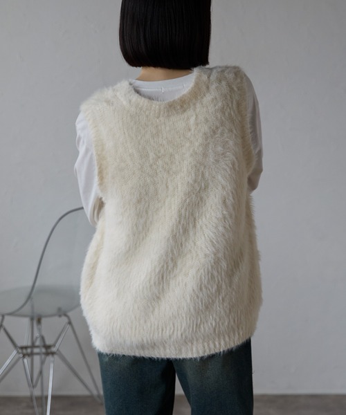 セール】フェザーニットベスト/シャギーニットベスト（ニット/セーター