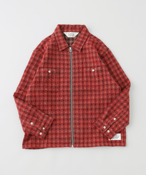 トップス brain dead CHECK MATE FLANNEL ZIP SHIRT Check Mate Flannel Zip Shirt - Navy – Brain Dead