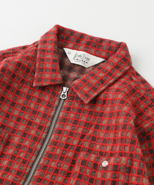 トップス brain dead CHECK MATE FLANNEL ZIP SHIRT Check Mate Flannel Zip Shirt - Navy – Brain Dead