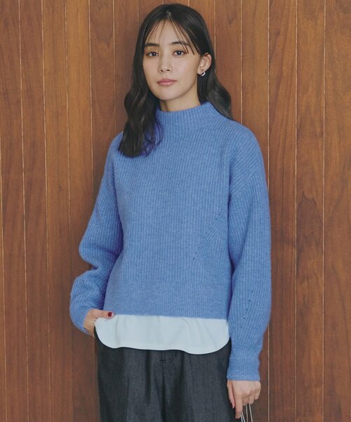 grove（グローブ）の「◆【雑誌掲載】洗えるミルドライクウール混畔ボトルネックニット（ニット/セーター・レディース・ベージュ/パープル/ライトグレー/ブルー/オフホワイト・02/03/01/04/05）」の4枚目の写真