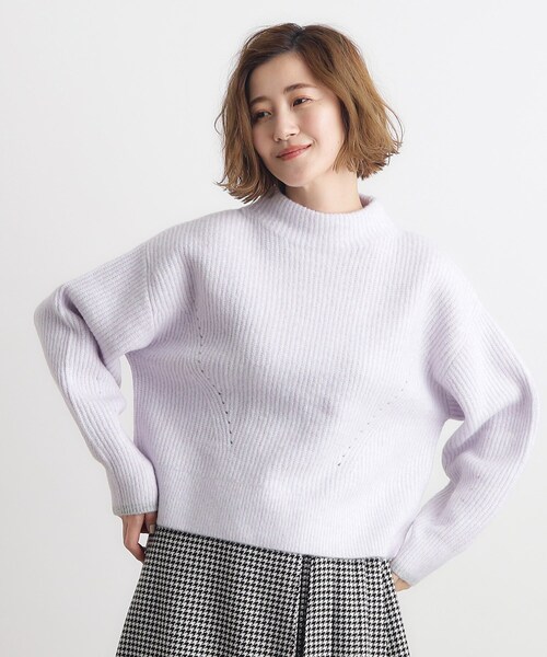セール】【雑誌掲載】洗えるミルドライクウール混畔ボトルネックニット