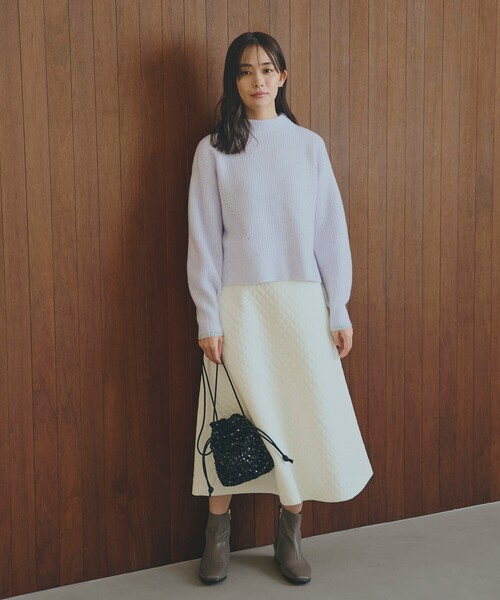 grove（グローブ）の「◆【雑誌掲載】洗えるミルドライクウール混畔ボトルネックニット（ニット/セーター・レディース・ベージュ/パープル/ライトグレー/ブルー/オフホワイト・02/03/01/04/05）」の8枚目の写真