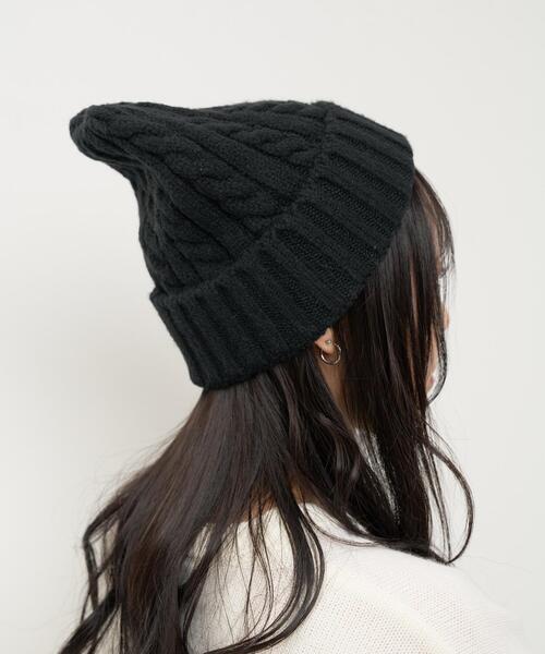 WEGO（ウィゴー）の「WEGO/ケーブルニットキャップ（ニットキャップ/ビーニー・レディース・ブラック/オフホワイト・FREE）」の8枚目の写真