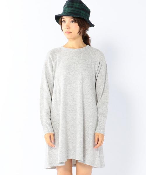 coen（コーエン）の「ラグランフレアニットワンピース（ワンピース・レディース・ライトグレー/ダークグレー・フリー）」の4枚目の写真