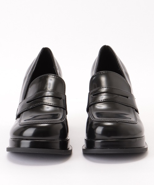 セール】レザー調 クラシカル 厚底 ハイヒール ローファー（ローファー