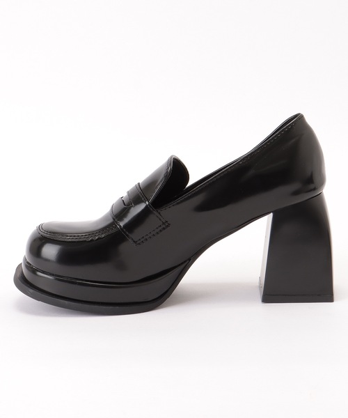 セール】レザー調 クラシカル 厚底 ハイヒール ローファー