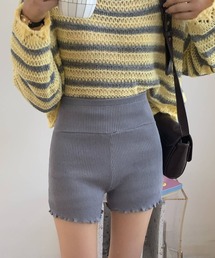 リブニットショートパンツ