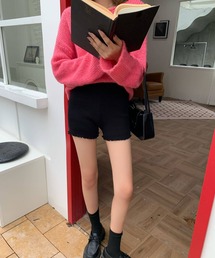 リブニットショートパンツ
