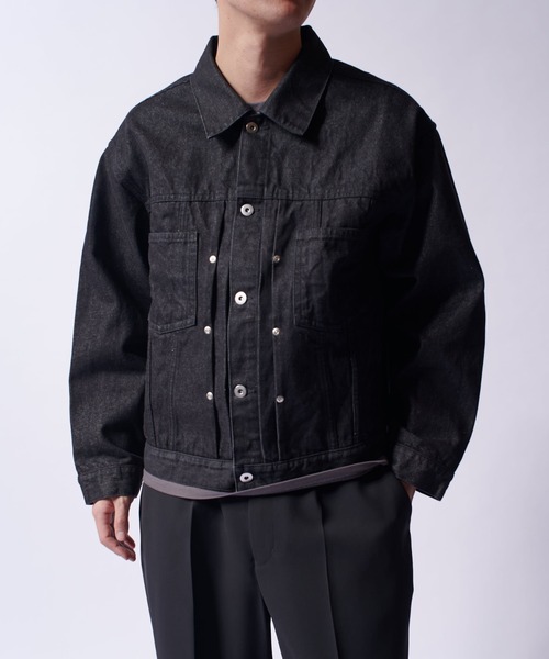 Lui's(ルイス)の「リジットデニムトラッカージャケット(デニムジャケット・メンズ・ブラック/チャコールグレー・M/S)」の9枚目の写真
