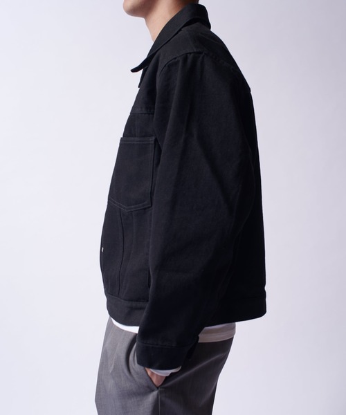 Lui's(ルイス)の「リジットデニムトラッカージャケット(デニムジャケット・メンズ・ブラック/チャコールグレー・M/S)」の4枚目の写真