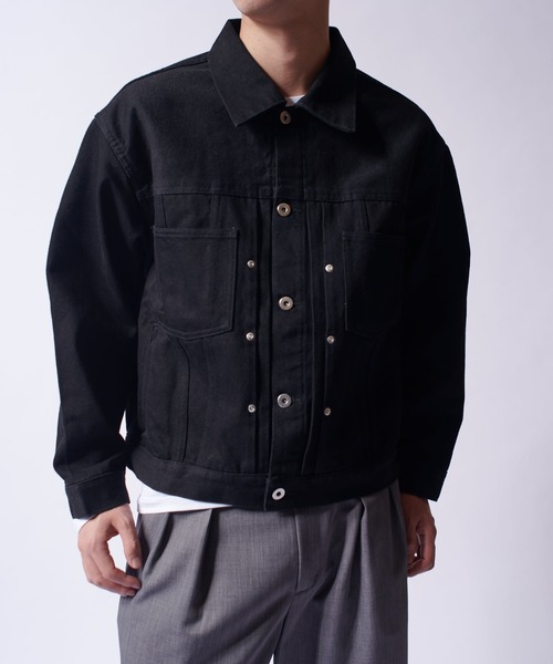 Lui's(ルイス)の「リジットデニムトラッカージャケット(デニムジャケット・メンズ・ブラック/チャコールグレー・M/S)」の3枚目の写真
