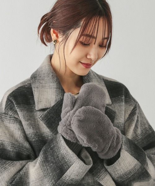 ヒヅミ峠舎　新品未使用品 セール】紐付き洗えるフェイクファーミトングローブ/147071（手袋