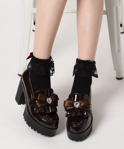 cs T&P（シーエスティーアンドピー）の「厚底ヒールリボン付きパンプス（パンプス・レディース・ワイン系3/ブラック系1/ダークブラウン系1・S/M/L/LL）」の15枚目の写真