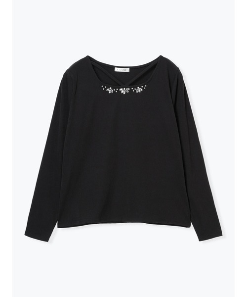 Re-J&SUPURE(リジェイアンドスプル)の「【大きいサイズ】ビジュー付きネックストラップトップス(ニット/セーター・レディース・ピンク/ブラック/オフホワイト・X-LARGE/XX-LARGE)」の8枚目の写真