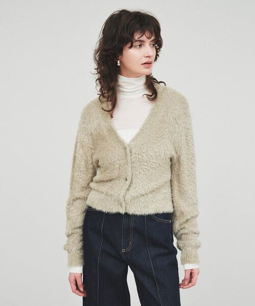 cloenc(クロエンス)の「◆【手洗い可】ラメシャギーニットカーデガン(カーディガン/ボレロ・レディース・オリーブ/サンドベージュ/アイボリー・02)」の3枚目の写真