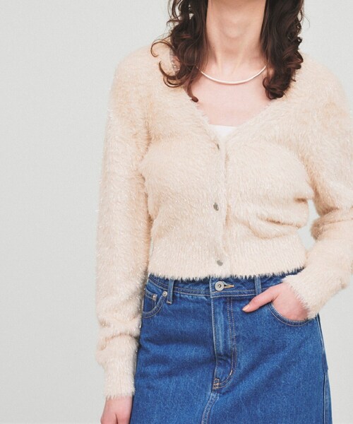 cloenc(クロエンス)の「◆【手洗い可】ラメシャギーニットカーデガン(カーディガン/ボレロ・レディース・オリーブ/サンドベージュ/アイボリー・02)」の8枚目の写真