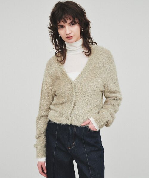 cloenc(クロエンス)の「◆【手洗い可】ラメシャギーニットカーデガン(カーディガン/ボレロ・レディース・オリーブ/サンドベージュ/アイボリー・02)」の9枚目の写真