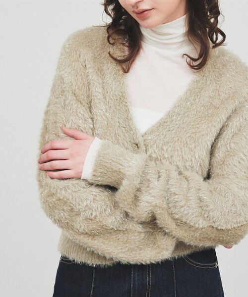 cloenc(クロエンス)の「◆【手洗い可】ラメシャギーニットカーデガン(カーディガン/ボレロ・レディース・オリーブ/サンドベージュ/アイボリー・02)」の16枚目の写真