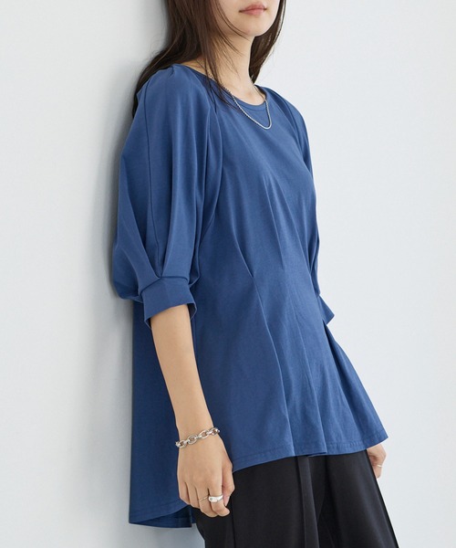 LAVEANGE（ラビアンジェ）の「【好機能シリーズ】接触冷感/UVカット/吸水速乾/ウエストタックプルオーバー（Tシャツ/カットソー・レディース・ブラック/ブルー/オフホワイト・M/5L/4L/3L/LL）」の3枚目の写真