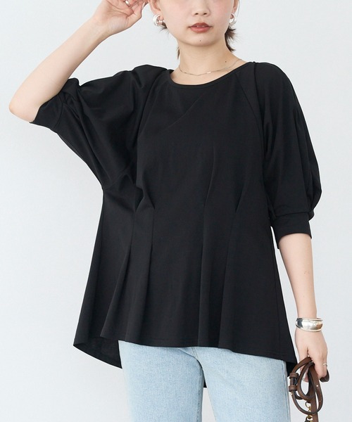 LAVEANGE（ラビアンジェ）の「【好機能シリーズ】接触冷感/UVカット/吸水速乾/ウエストタックプルオーバー（Tシャツ/カットソー・レディース・ブラック/ブルー/オフホワイト・M/5L/4L/3L/LL）」の13枚目の写真