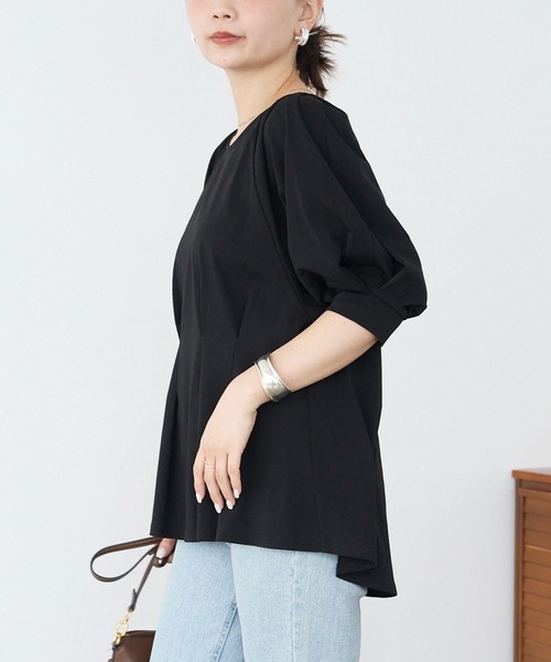 LAVEANGE（ラビアンジェ）の「【好機能シリーズ】接触冷感/UVカット/吸水速乾/ウエストタックプルオーバー（Tシャツ/カットソー・レディース・ブラック/ブルー/オフホワイト・M/5L/4L/3L/LL）」の15枚目の写真