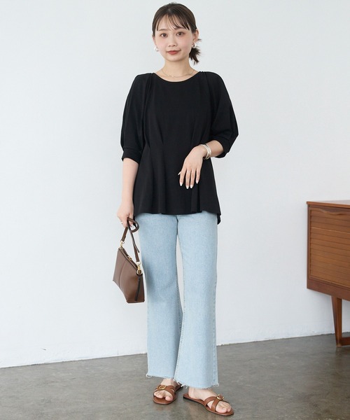 LAVEANGE（ラビアンジェ）の「【好機能シリーズ】接触冷感/UVカット/吸水速乾/ウエストタックプルオーバー（Tシャツ/カットソー・レディース・ブラック/ブルー/オフホワイト・M/5L/4L/3L/LL）」の19枚目の写真