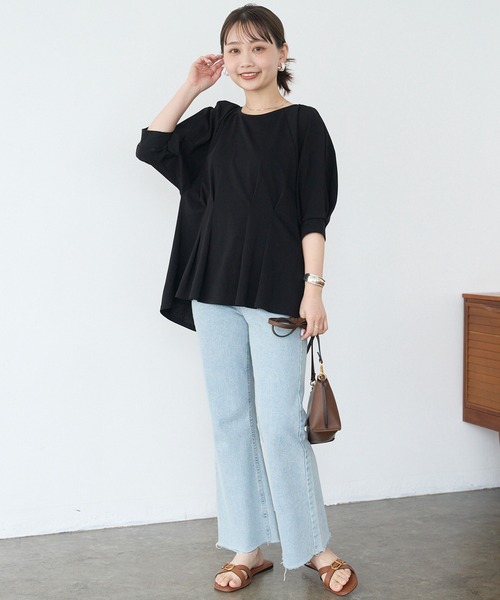 LAVEANGE（ラビアンジェ）の「【好機能シリーズ】接触冷感/UVカット/吸水速乾/ウエストタックプルオーバー（Tシャツ/カットソー・レディース・ブラック/ブルー/オフホワイト・M/5L/4L/3L/LL）」の20枚目の写真