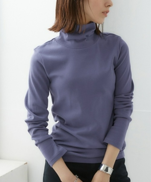 nissen（ニッセン）の「ＵＶカット綿１００％フライス素材タートルネックTシャツ（Tシャツ/カットソー・レディース・ブラック/ブルー/オフホワイト/ワイン/ライトグレー/グリーン/チャコール・M/S/LL/L）」の11枚目の写真