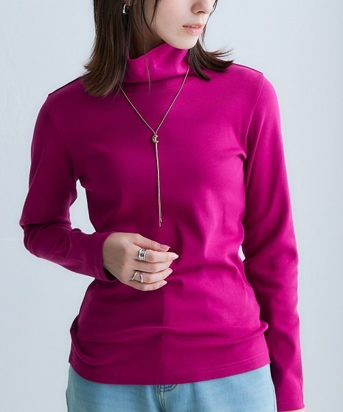 nissen（ニッセン）の「ＵＶカット綿１００％フライス素材タートルネックTシャツ（Tシャツ/カットソー・レディース・ブラック/ブルー/オフホワイト/ワイン/ライトグレー/グリーン/チャコール・M/S/LL/L）」の14枚目の写真