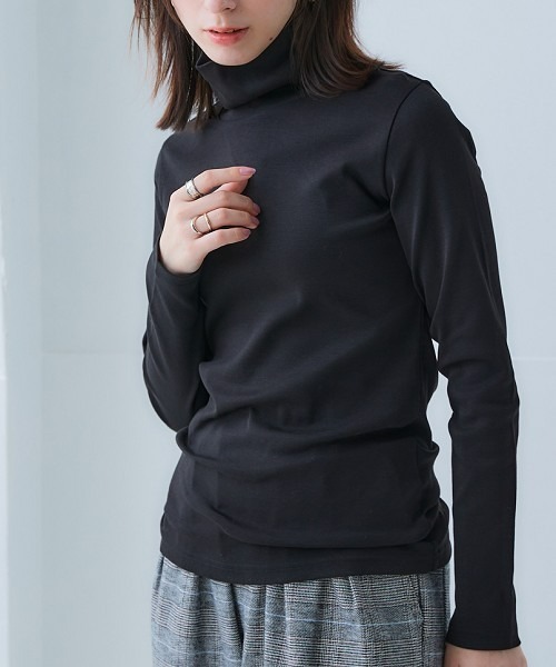 UVカット綿100％フライス素材タートルネックTシャツ（Tシャツ